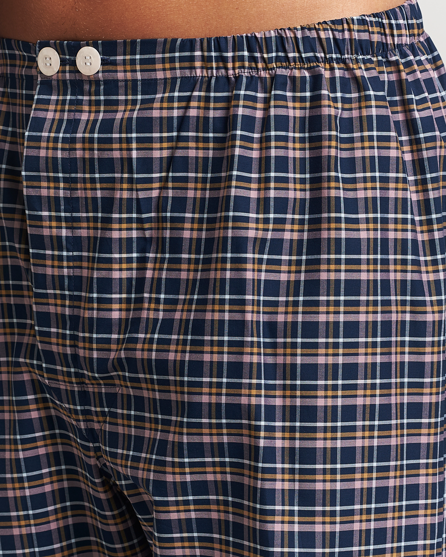 Herr | Derek Rose Cotton Checked Pyjama Set Navy | Derek Rose | Cotton Checked Pyjama Set Navy