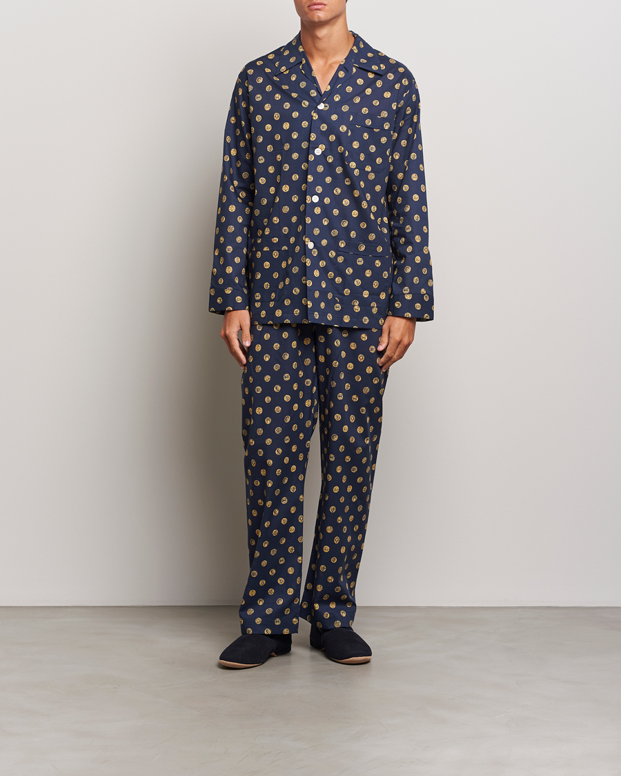 Herr | Pyjamas & Morgonrockar | Derek Rose | Printed Cotton Pyjama Set Navy
