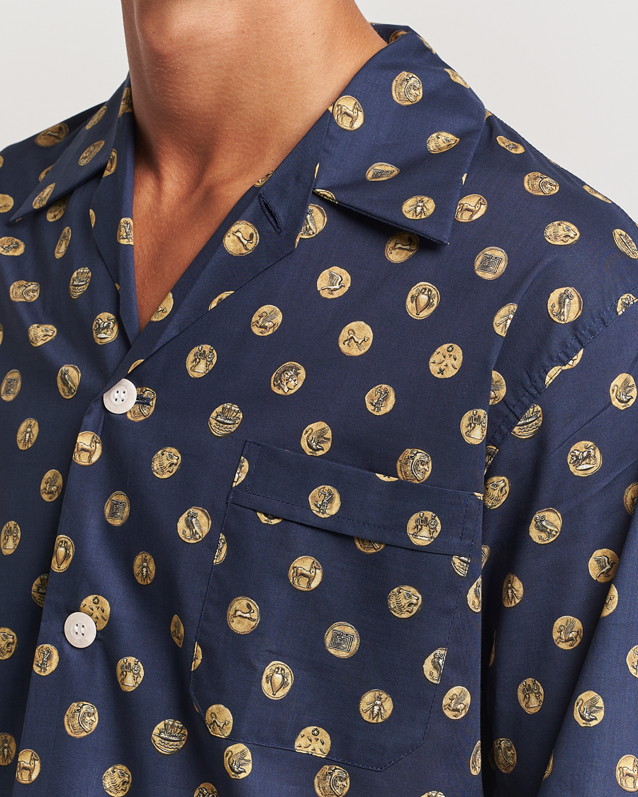Herr | Pyjamas & Morgonrockar | Derek Rose | Printed Cotton Pyjama Set Navy