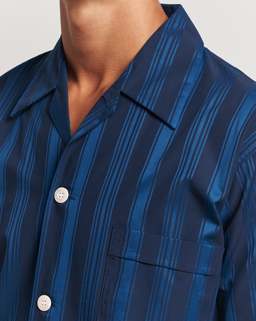 Herr | Derek Rose Striped Cotton Pyjama Set Navy | Derek Rose | Striped Cotton Pyjama Set Navy