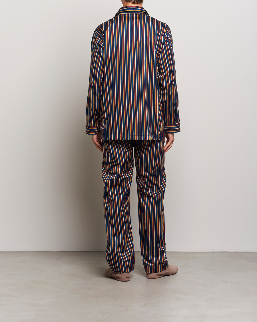 Herr | Derek Rose Striped Cotton Pyjama Set Navy | Derek Rose | Striped Cotton Pyjama Set Navy