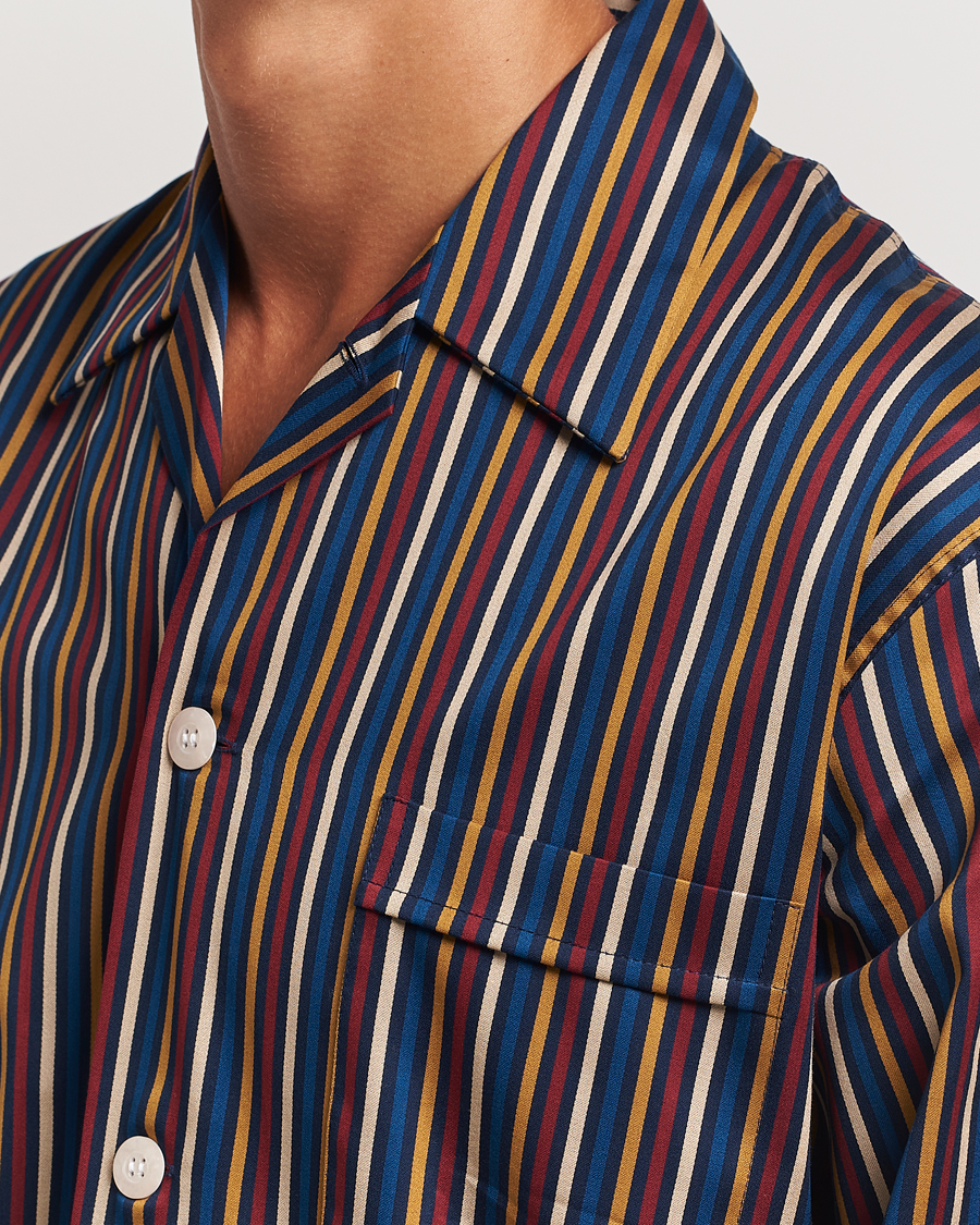 Herr | Derek Rose Striped Cotton Pyjama Set Navy | Derek Rose | Striped Cotton Pyjama Set Navy