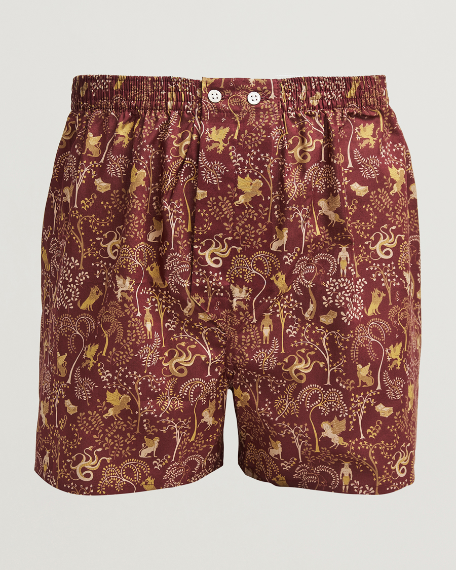 Herr | Underkläder | Derek Rose | Classic Fit Woven Cotton Boxer Shorts Burgundy