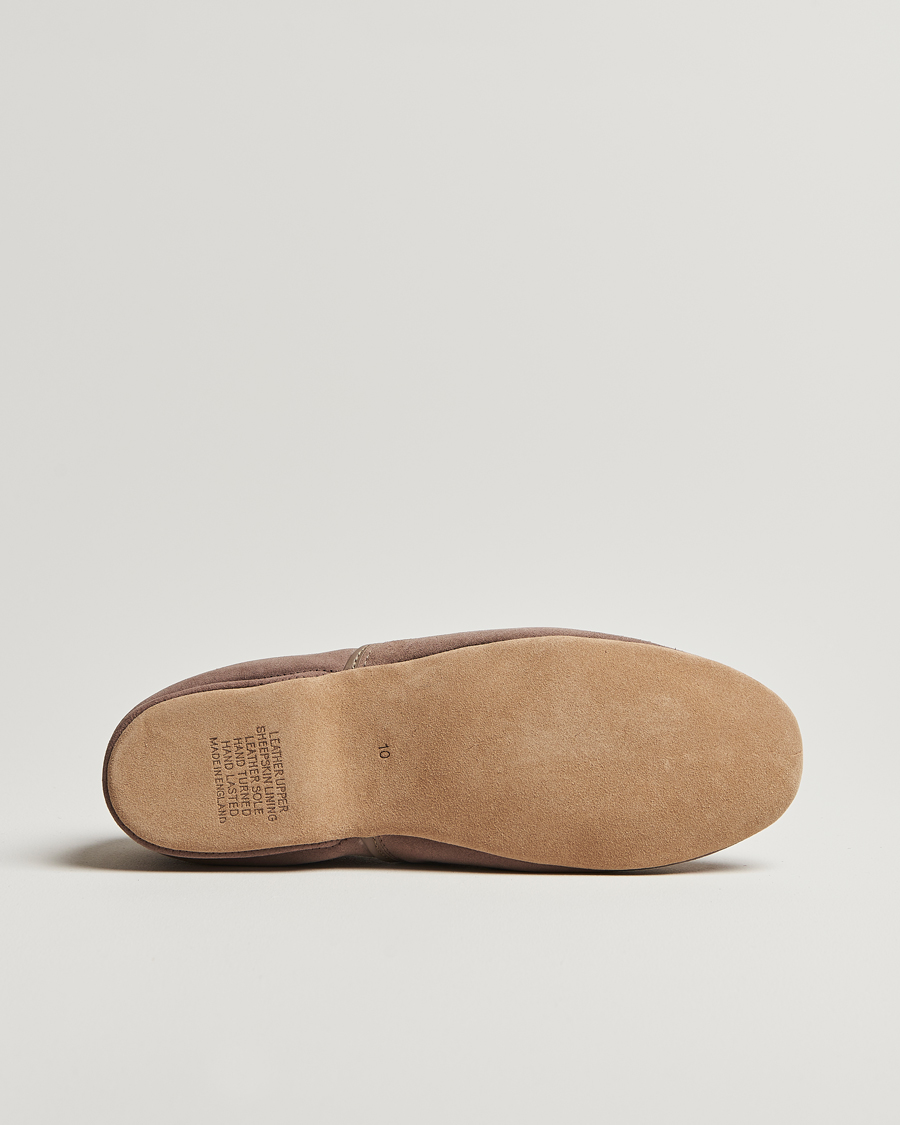 Herr | Derek Rose Crawford Sheepskin Suede Slippers Beige | Derek Rose | Crawford Sheepskin Suede Slippers Beige