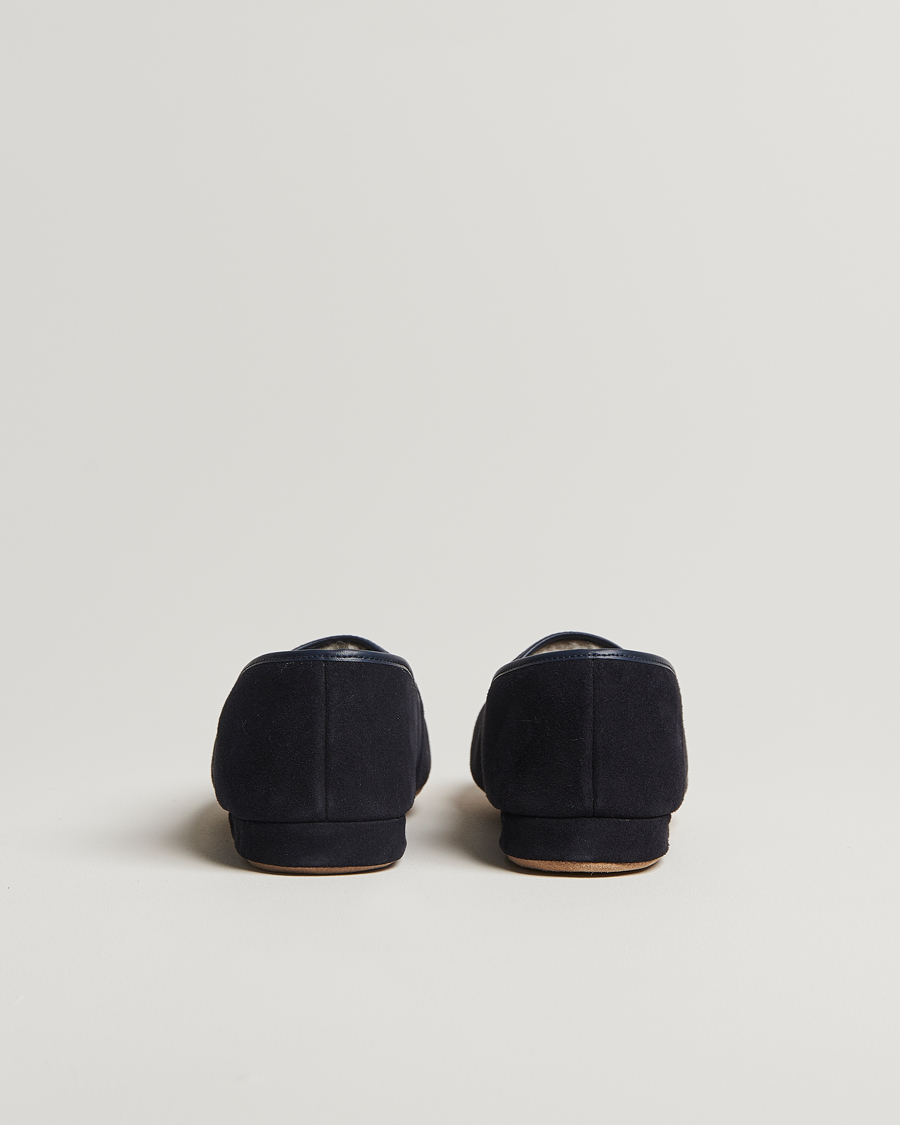 Herr | Sandaler & Tofflor | Derek Rose | Crawford Sheepskin Suede Slippers Navy