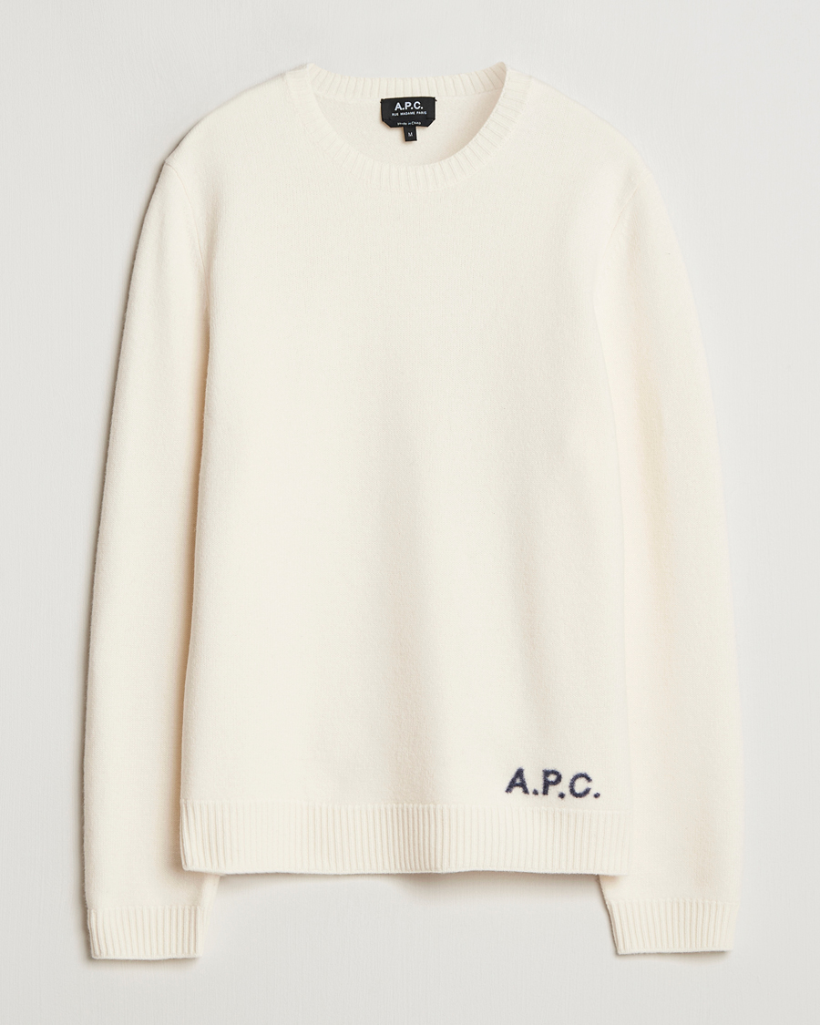 Herr | Tröjor | A.P.C. | Edward Wool Knitted Sweater Ecru