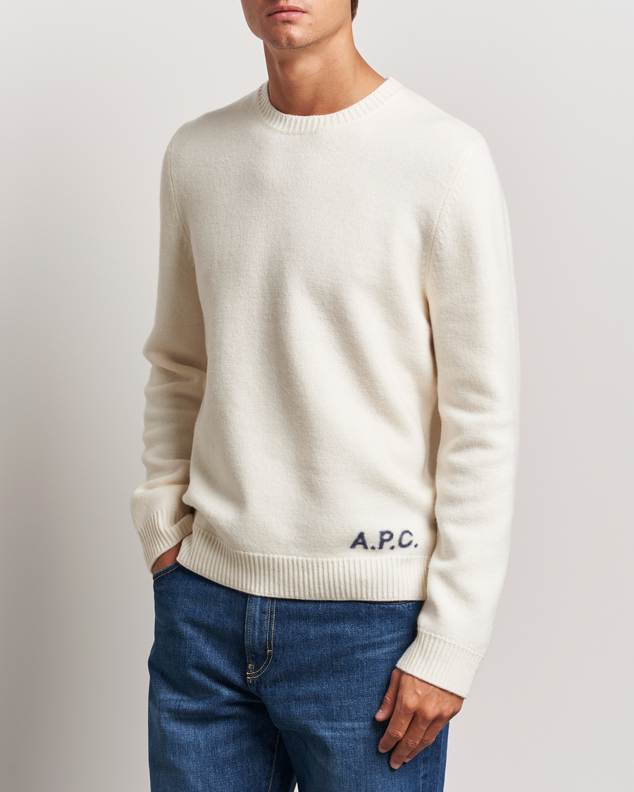 Herr | Tröjor | A.P.C. | Edward Wool Knitted Sweater Ecru