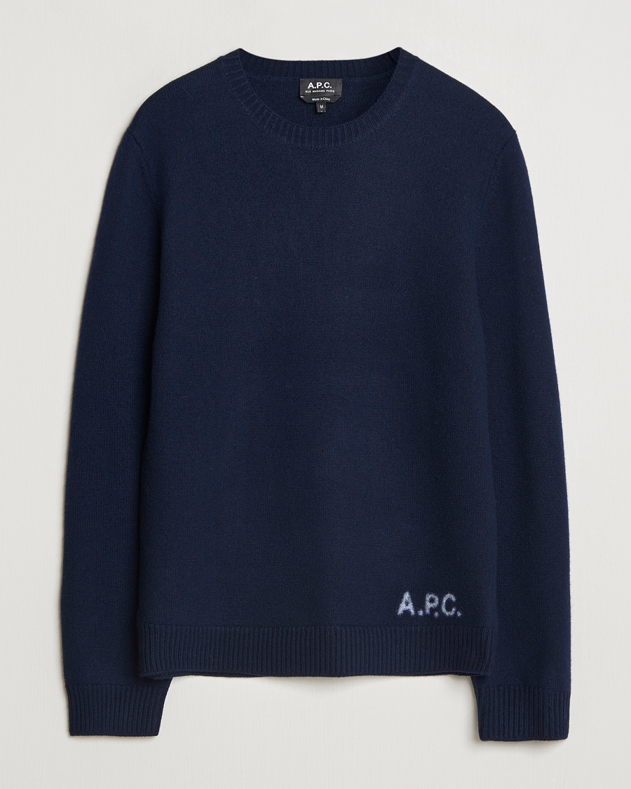 Herr | Tröjor | A.P.C. | Edward Wool Knitted Sweater Dark Navy
