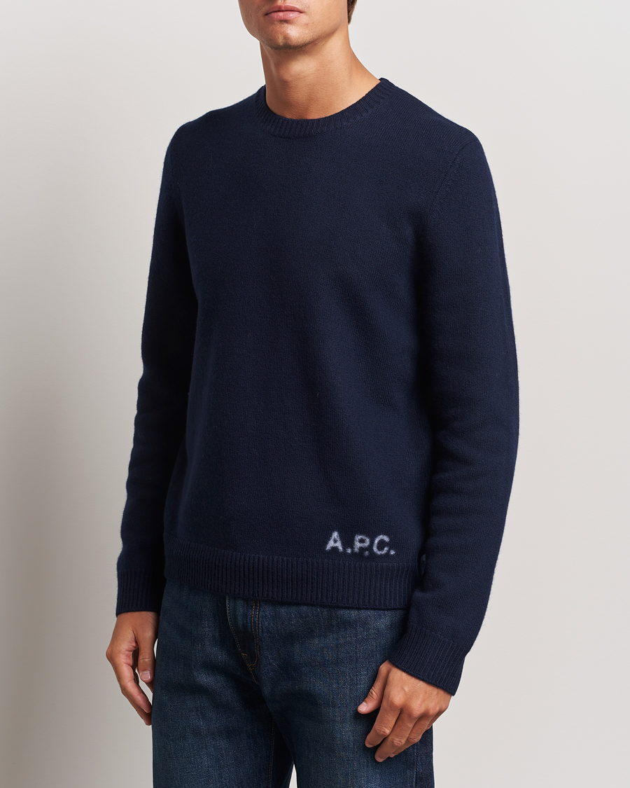 Herr | Tröjor | A.P.C. | Edward Wool Knitted Sweater Dark Navy