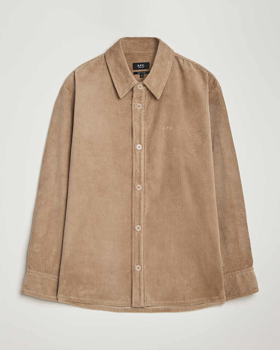 Herr | Skjortor | A.P.C. | Bobby Corduroy Overshirt Beige