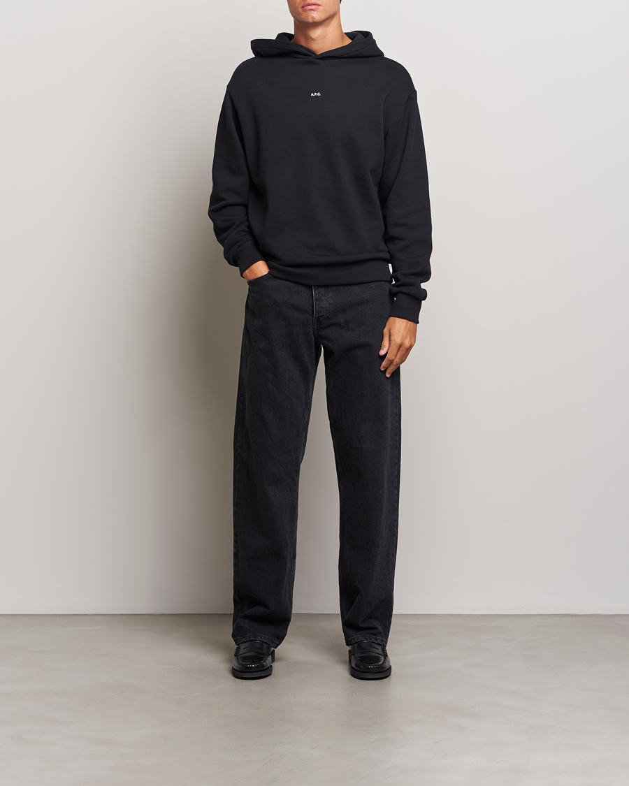 Herr | Tröjor | A.P.C. | Boxy Micro Center Logo Hoodie Black