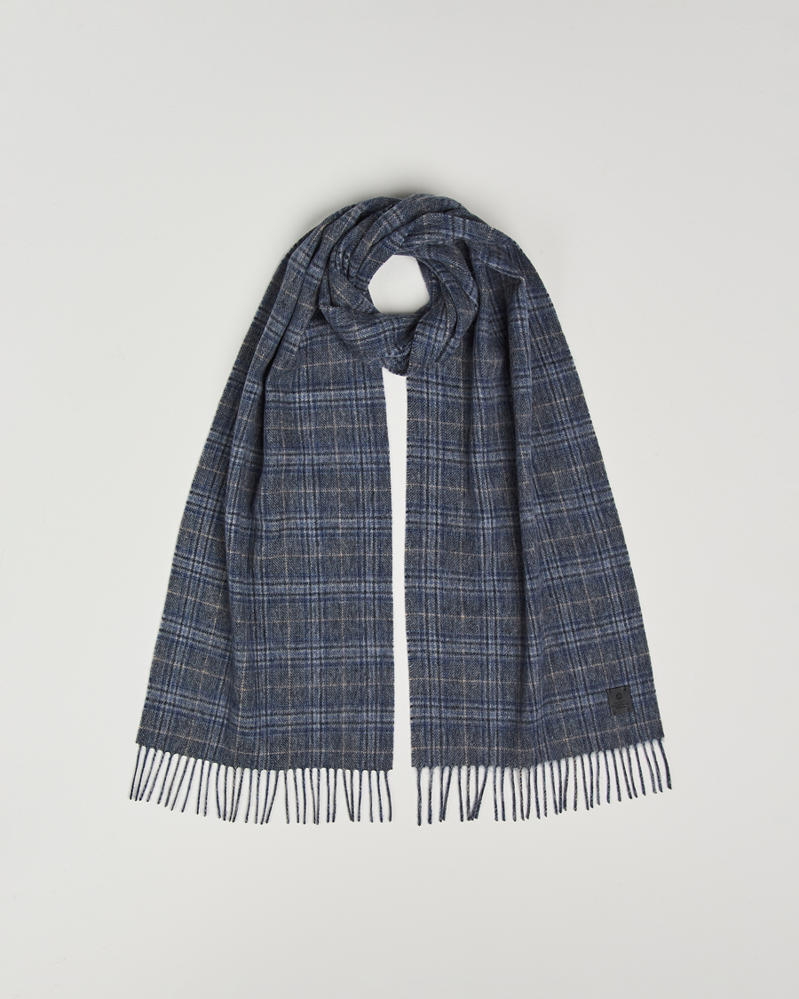 Herr | Amanda Christensen Merino Wool Glencheck Scarf Blue | Amanda Christensen | Merino Wool Glencheck Scarf Blue