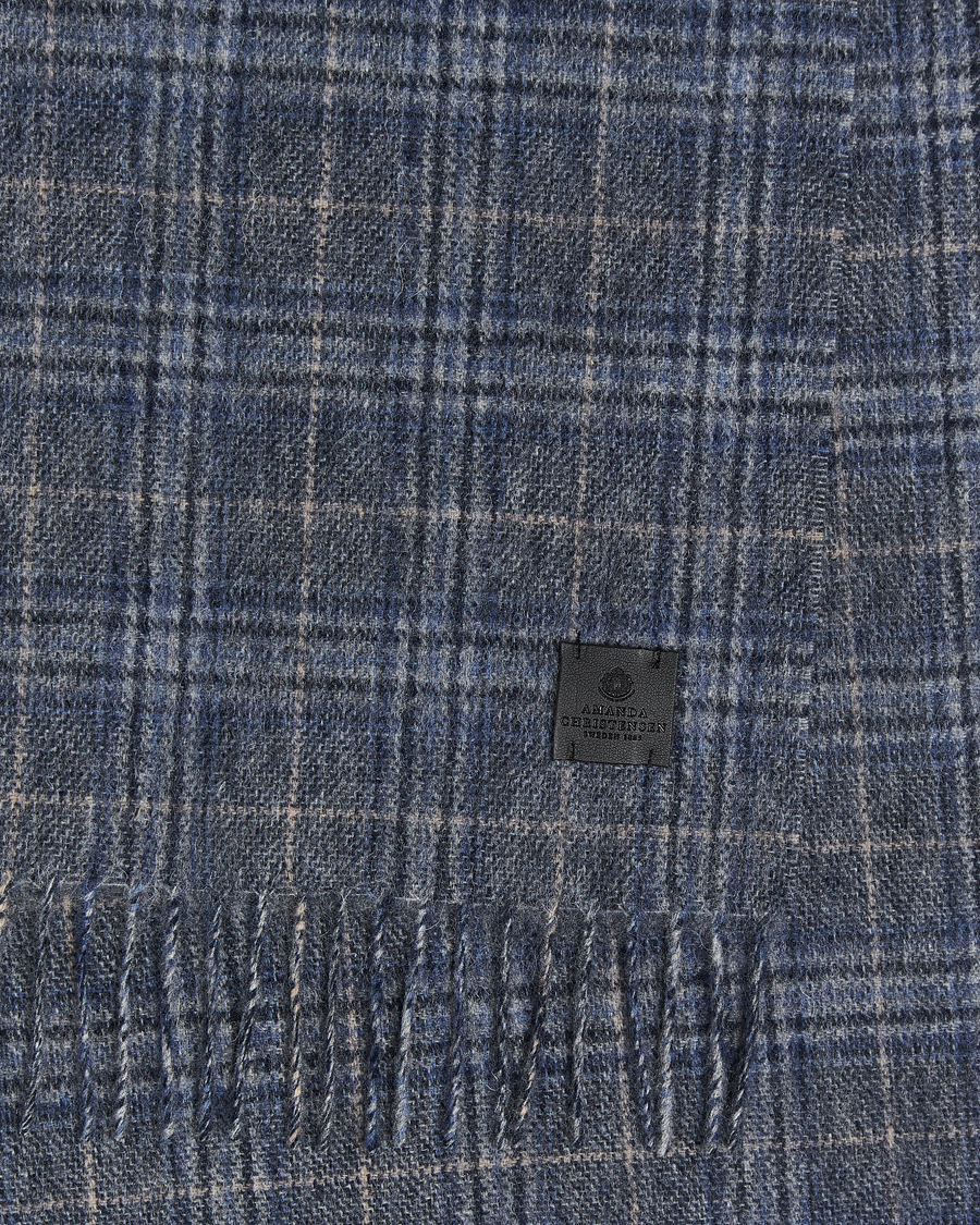 Herr | Amanda Christensen Merino Wool Glencheck Scarf Blue | Amanda Christensen | Merino Wool Glencheck Scarf Blue