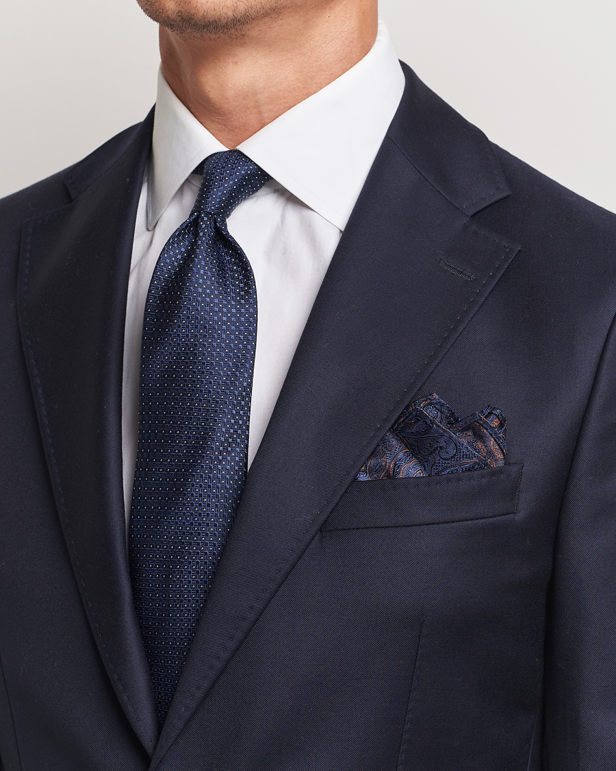 Herr | Amanda Christensen Box Set Silk 8 cm Tie And Pocket Square Navy | Amanda Christensen | Box Set Silk 8 cm Tie And Pocket Square Navy