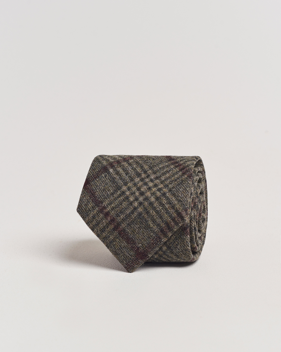 Herr | Amanda Christensen Wool Checked 8cm Tie Green | Amanda Christensen | Wool Checked 8cm Tie Green