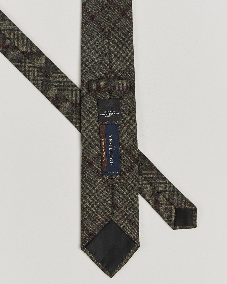 Herr | Amanda Christensen Wool Checked 8cm Tie Green | Amanda Christensen | Wool Checked 8cm Tie Green