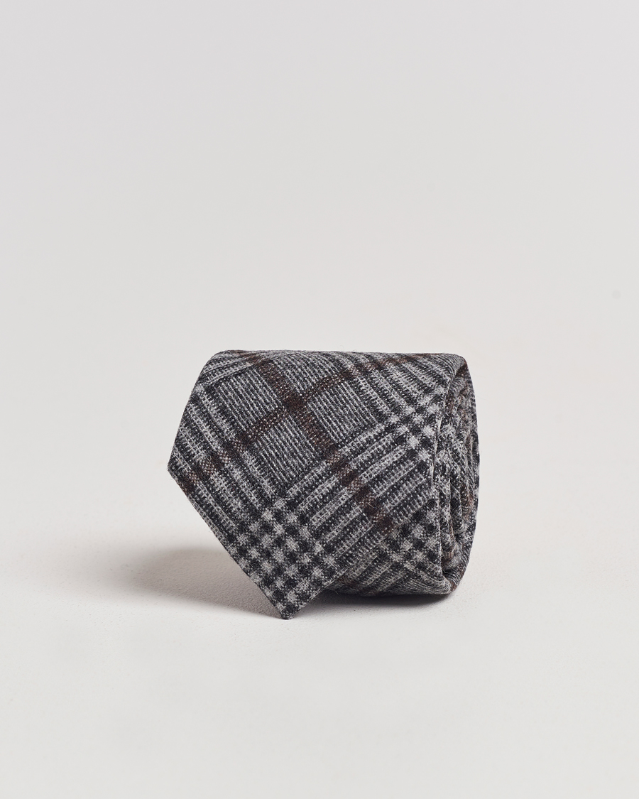Herr | Amanda Christensen Wool Checked 8cm Tie Grey | Amanda Christensen | Wool Checked 8cm Tie Grey