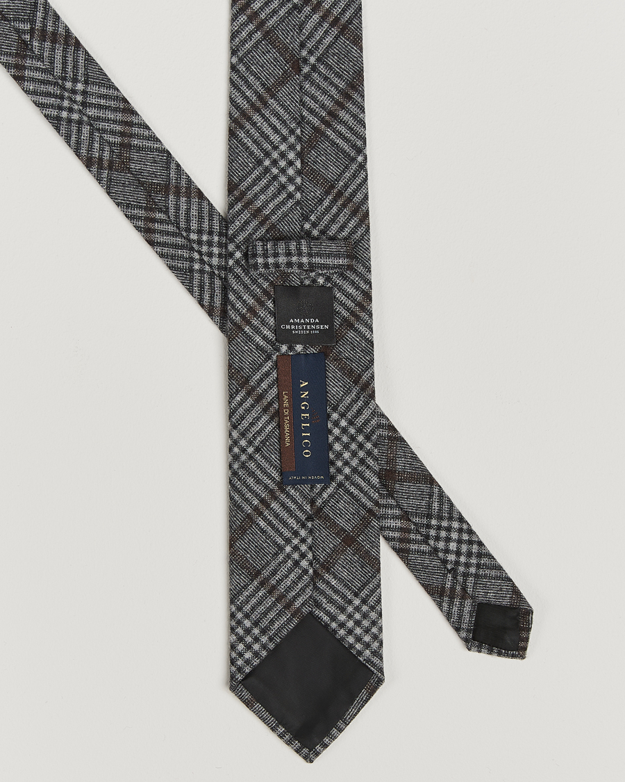 Herr | Amanda Christensen Wool Checked 8cm Tie Grey | Amanda Christensen | Wool Checked 8cm Tie Grey