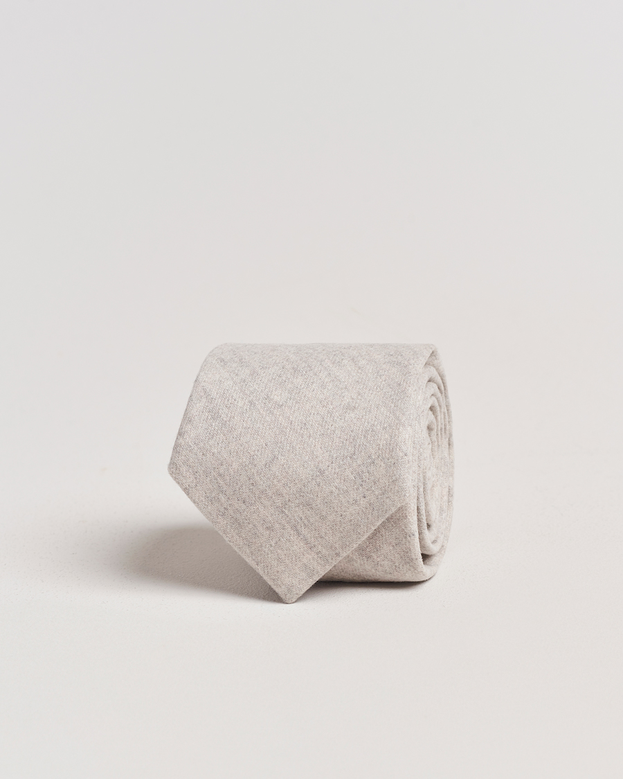 Herr | Amanda Christensen Wool Flannel 8cm Tie Light Beige | Amanda Christensen | Wool Flannel 8cm Tie Light Beige