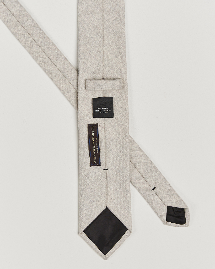 Herr | Amanda Christensen Wool Flannel 8cm Tie Light Beige | Amanda Christensen | Wool Flannel 8cm Tie Light Beige