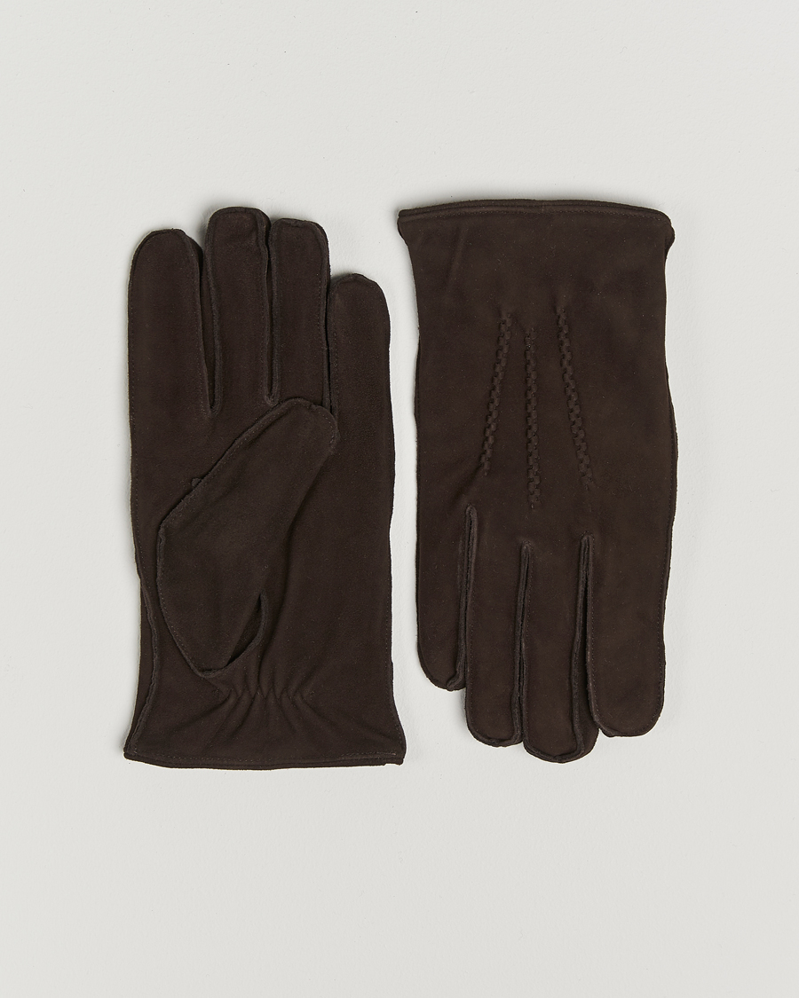 Herr | Amanda Christensen Lined Suede Gloves Brown | Amanda Christensen | Lined Suede Gloves Brown