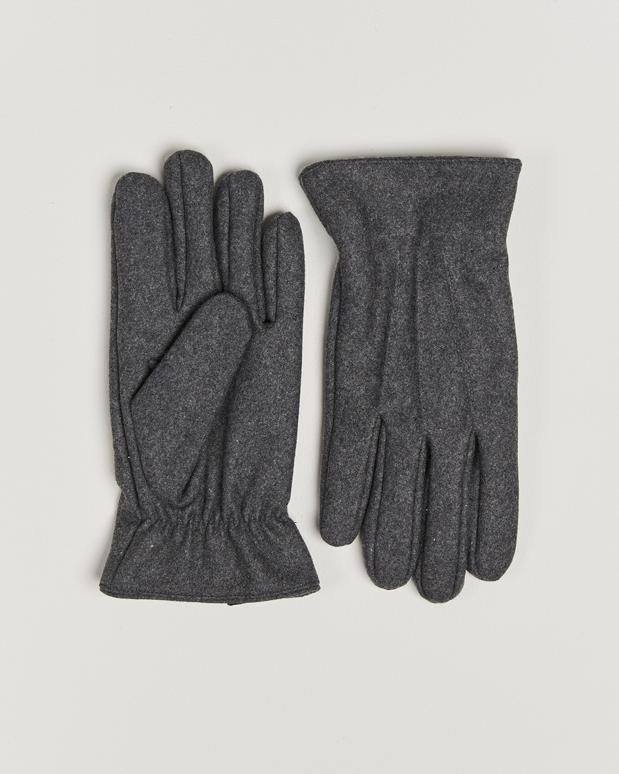 Herr | Amanda Christensen Lined Wool Gloves Grey Melange | Amanda Christensen | Lined Wool Gloves Grey Melange