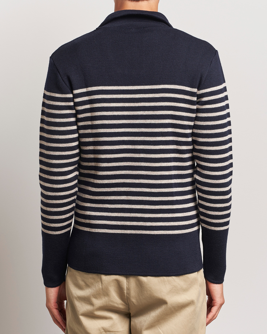 Herr | Tröjor | Armor-lux | Pull Camionneur Wool Half Zip Navy/Sandstone