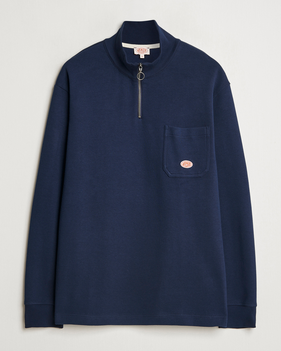 Herr | Tröjor | Armor-lux | Camionneur Cotton Half Zip Sweater Deep Marine