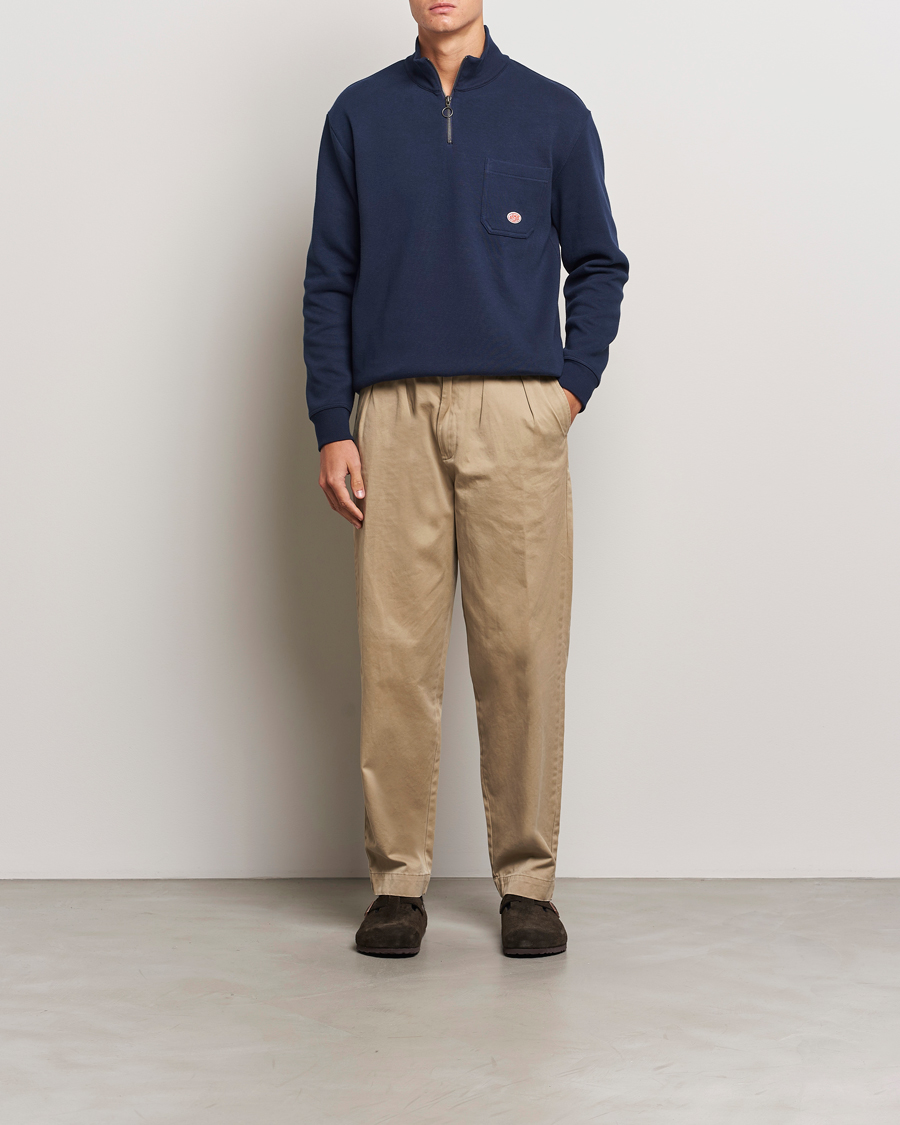 Herr | Tröjor | Armor-lux | Camionneur Cotton Half Zip Sweater Deep Marine