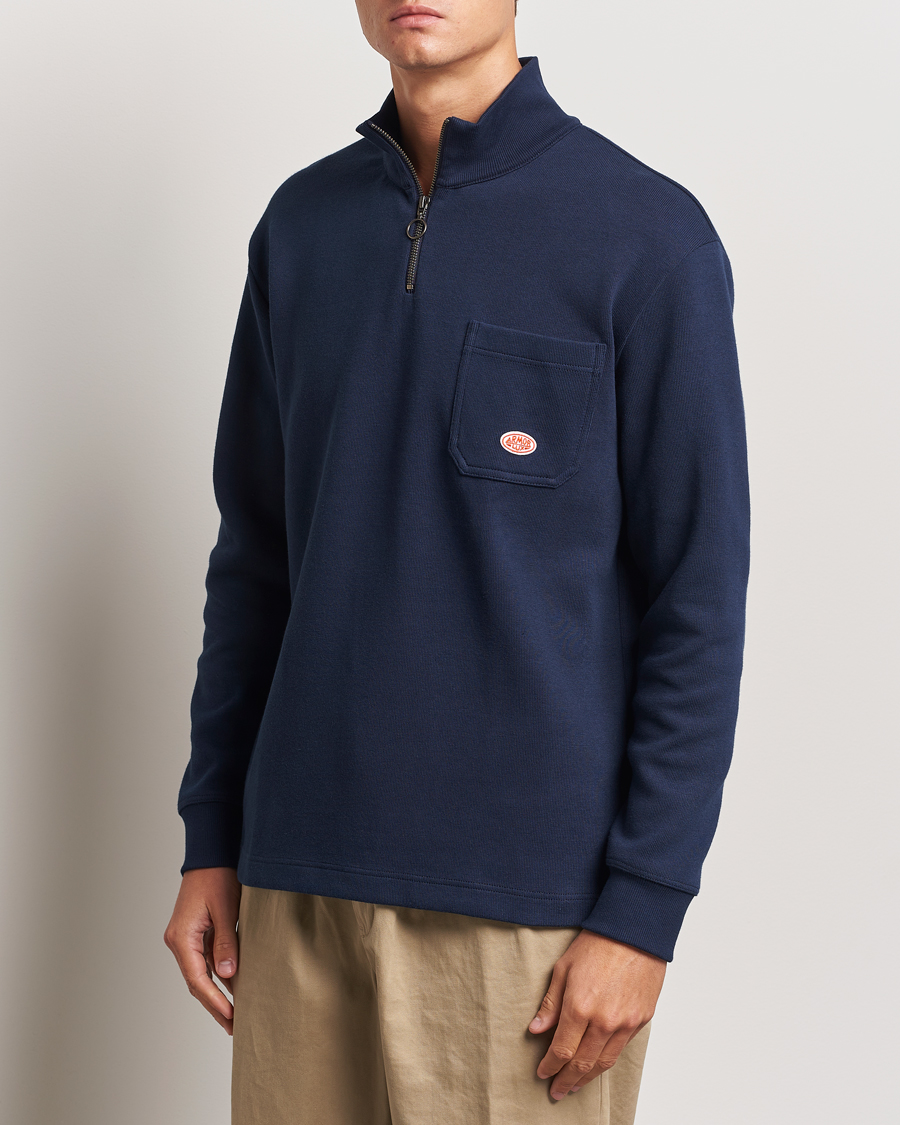 Herr | Tröjor | Armor-lux | Camionneur Cotton Half Zip Sweater Deep Marine