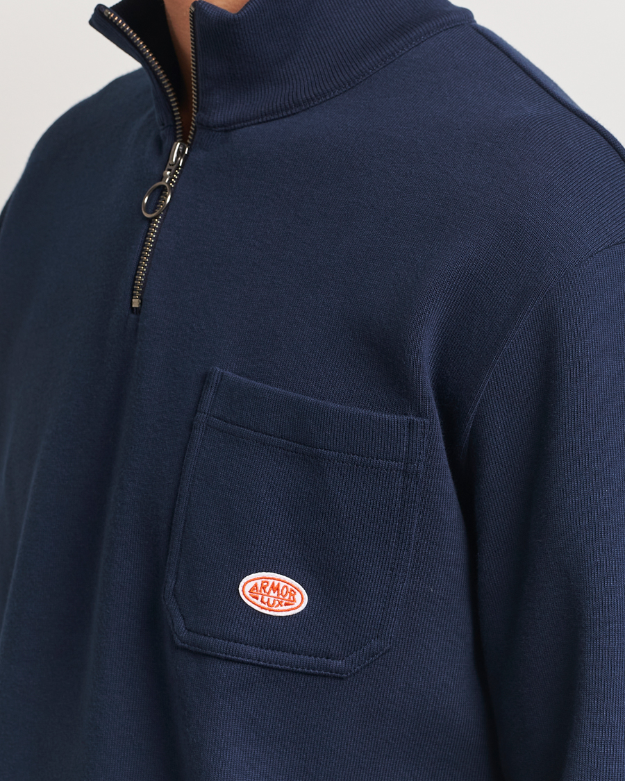 Herr | Tröjor | Armor-lux | Camionneur Cotton Half Zip Sweater Deep Marine
