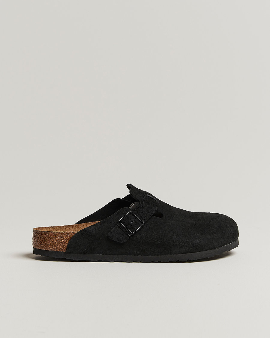 Herr | Sandaler & Tofflor | BIRKENSTOCK | Boston Soft Footbed Black Suede