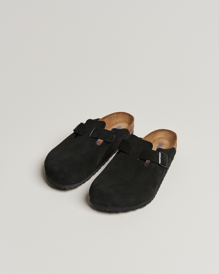 Herr | Sandaler & Tofflor | BIRKENSTOCK | Boston Soft Footbed Black Suede