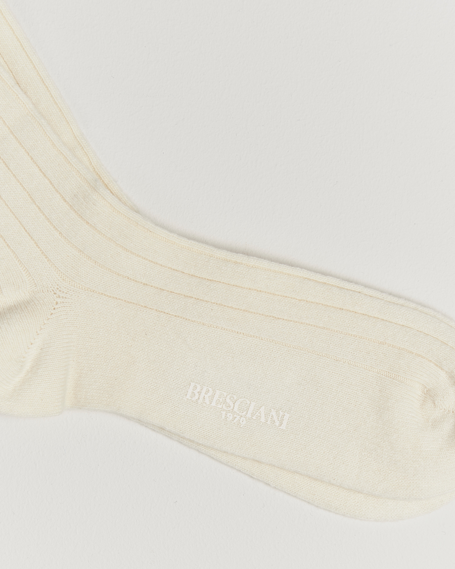 Herr | Underkläder | Bresciani | Wool/Cashmere Ribbed Socks White