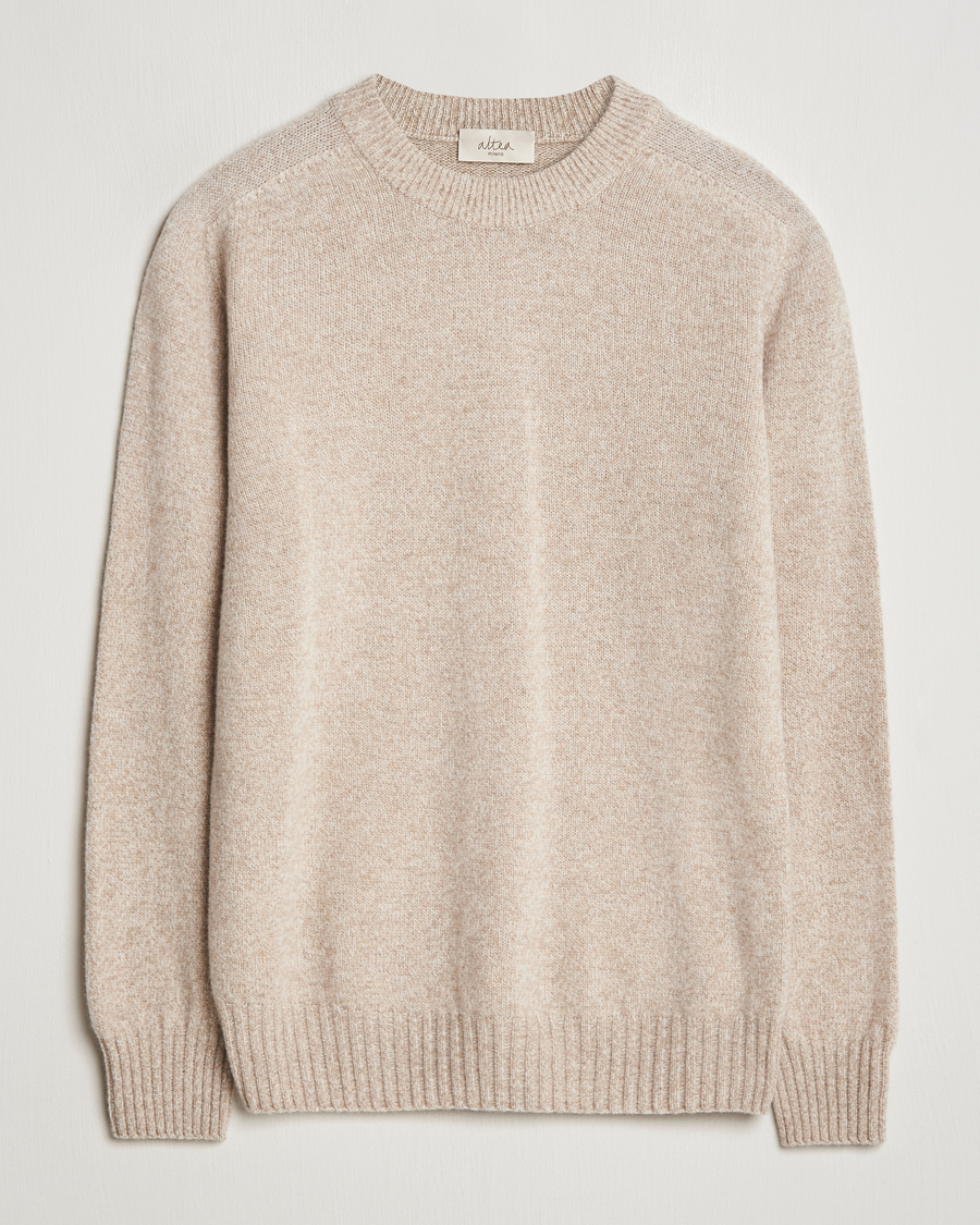 Herr | Tröjor | Altea | Wool/Cashmere Crew Neck Pullover Beige Melange