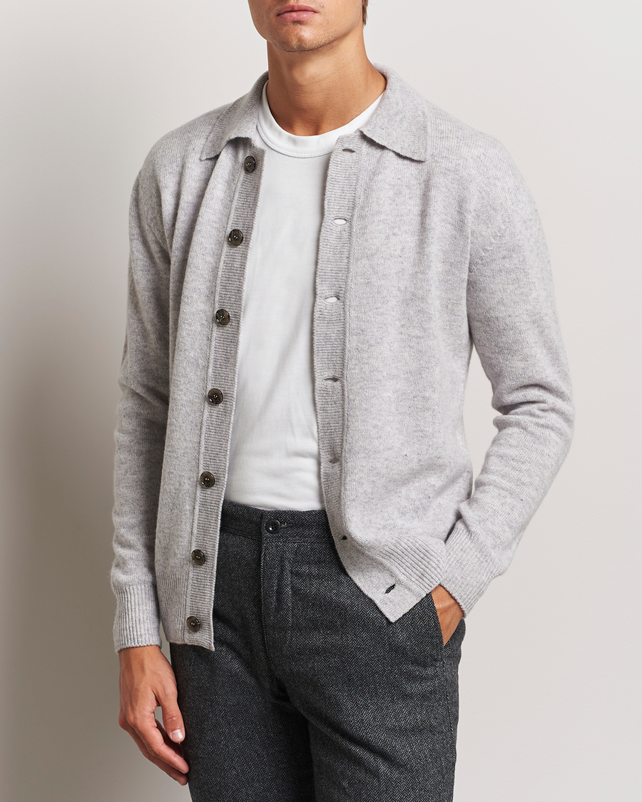 Herr | Tröjor | Altea | Shetland Collared Cardigan Light Grey