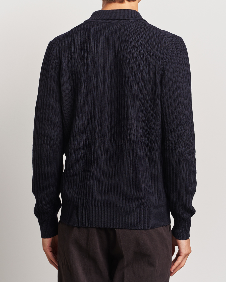 Herr | Tröjor | Altea | Rib Wool Cardigan Navy