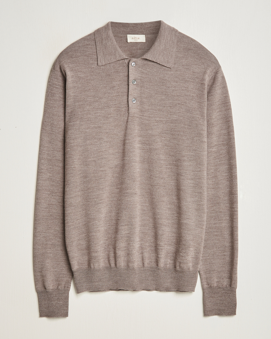 Herr | Tröjor | Altea | Merino Long Sleeve Polo Beige