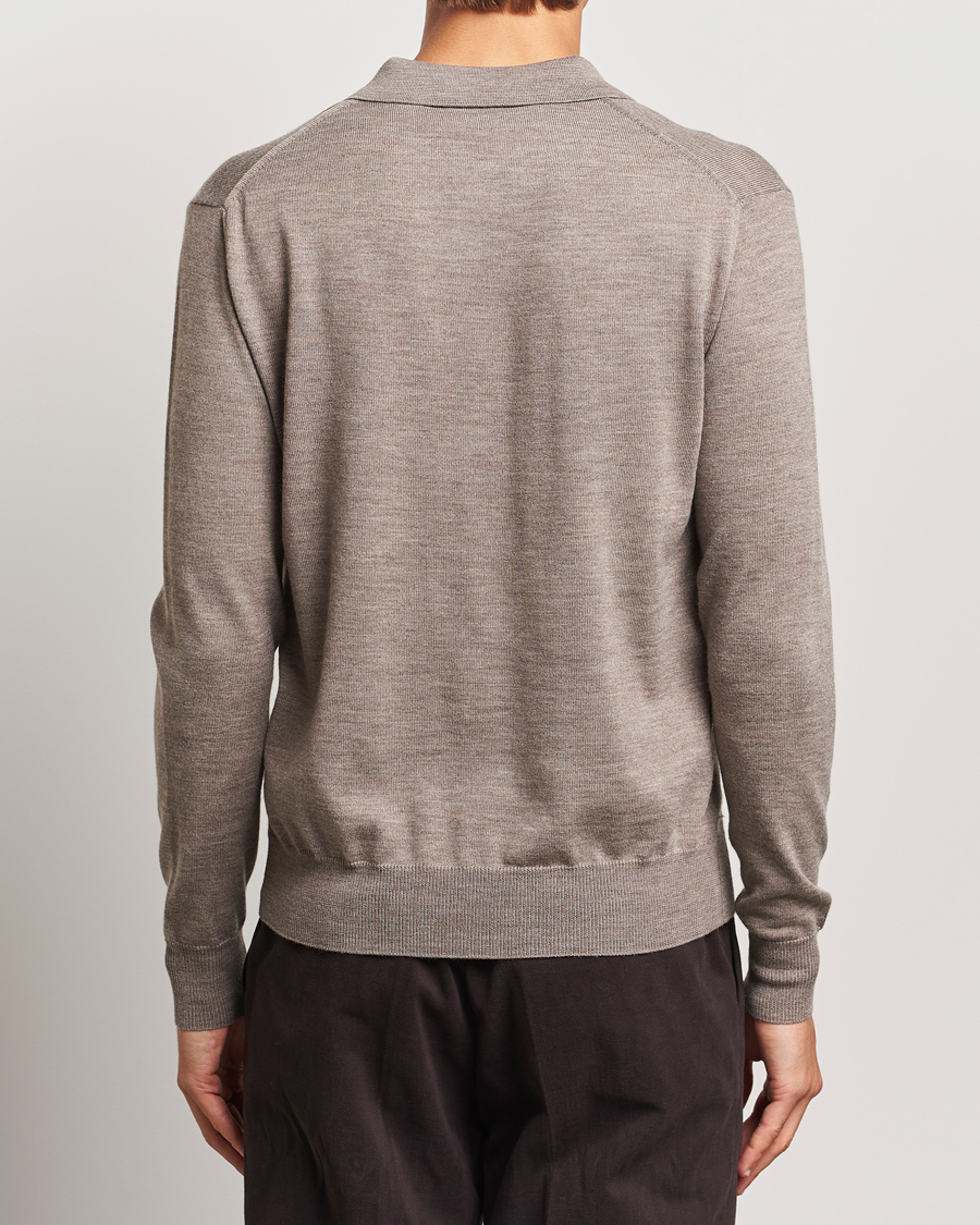 Herr | Tröjor | Altea | Merino Long Sleeve Polo Beige