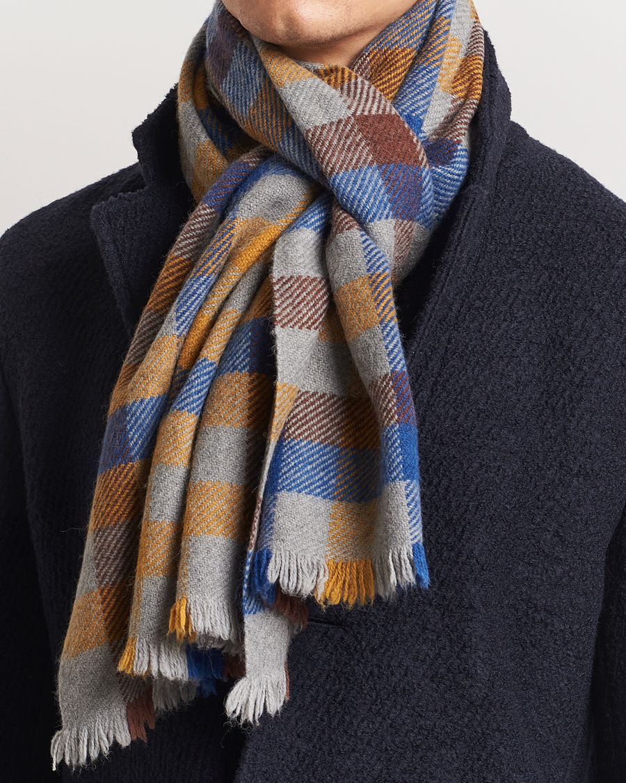 Herr | Altea Check Wool Scarf Yellow/Beige | Altea | Check Wool Scarf Yellow/Beige