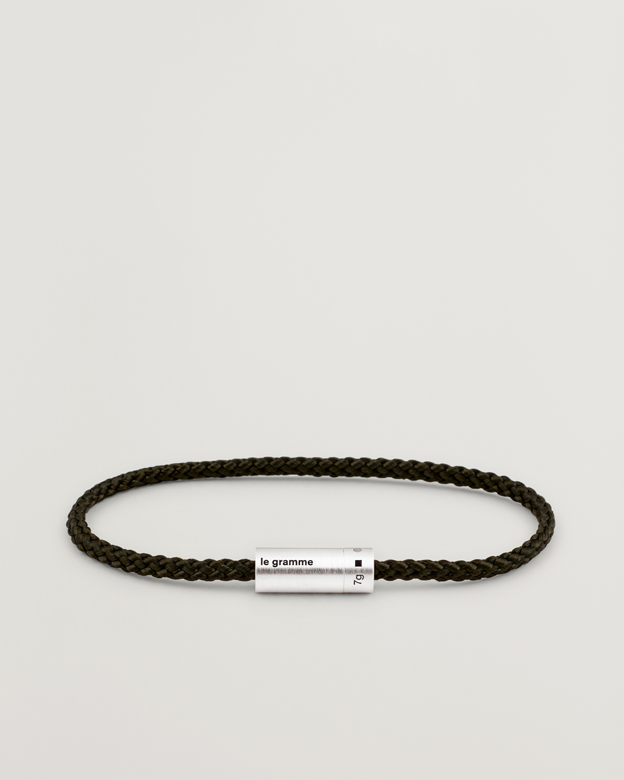Herr | Smycken | LE GRAMME | Nato Cable Brushed Bracelet Khaki/Sterling Silver