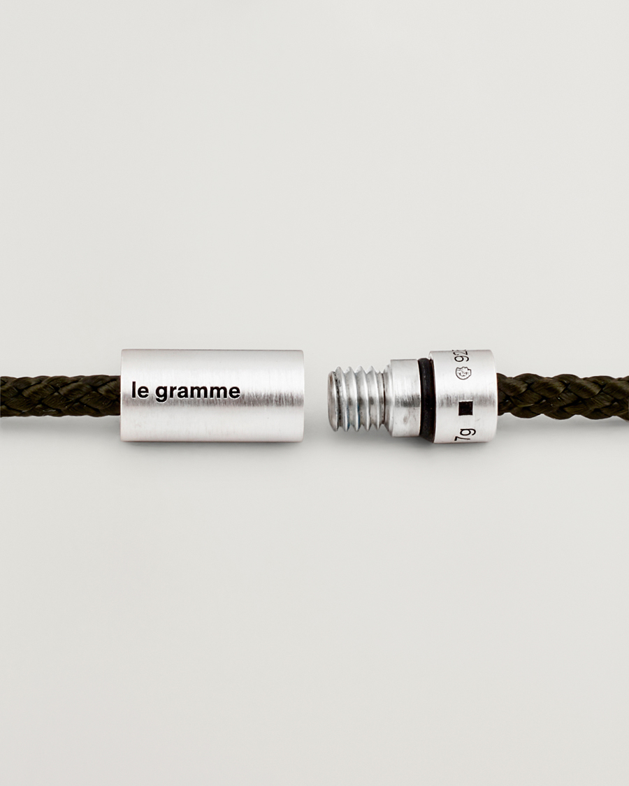 Herr | Smycken | LE GRAMME | Nato Cable Brushed Bracelet Khaki/Sterling Silver