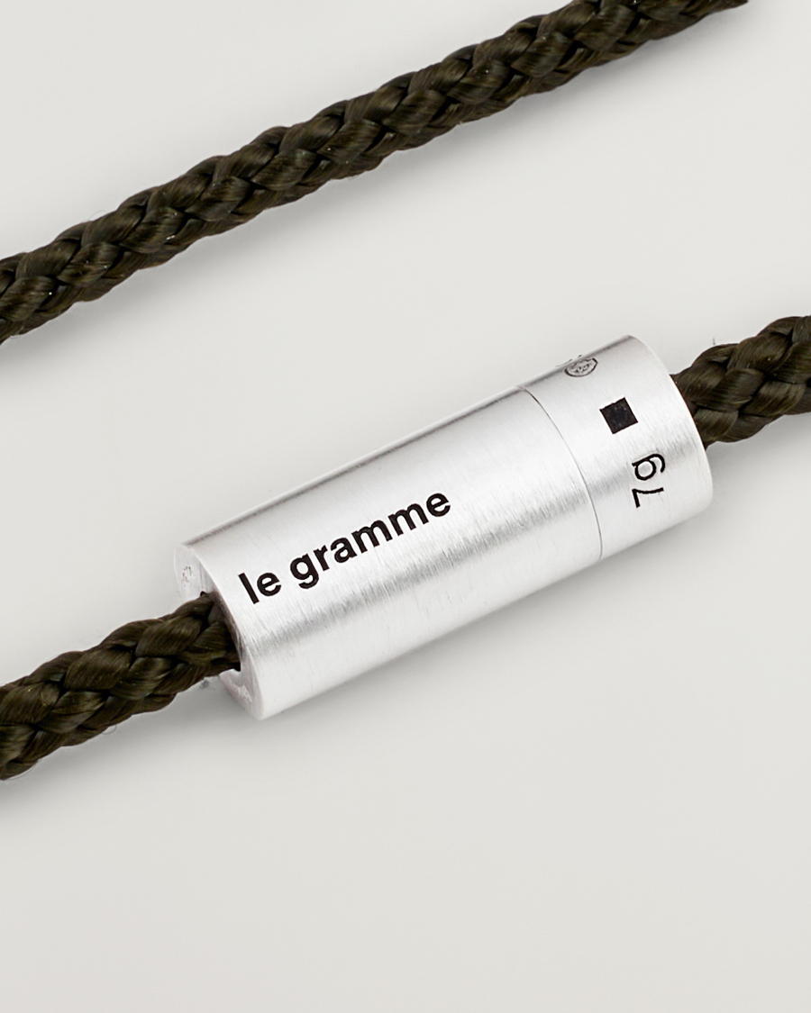 Herr | Smycken | LE GRAMME | Nato Cable Brushed Bracelet Khaki/Sterling Silver