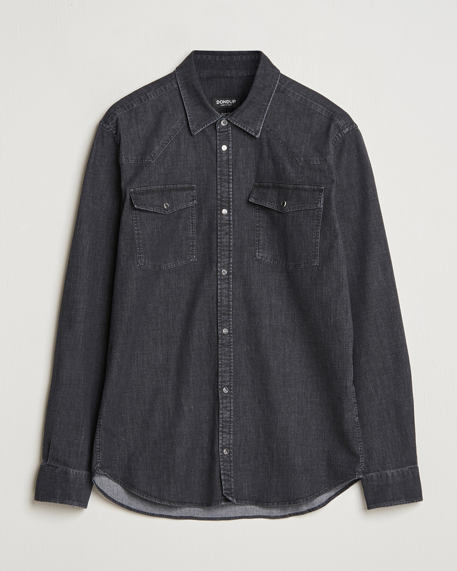 Herr | Skjortor | Dondup | Slim Fit Denim Shirt Washed Black
