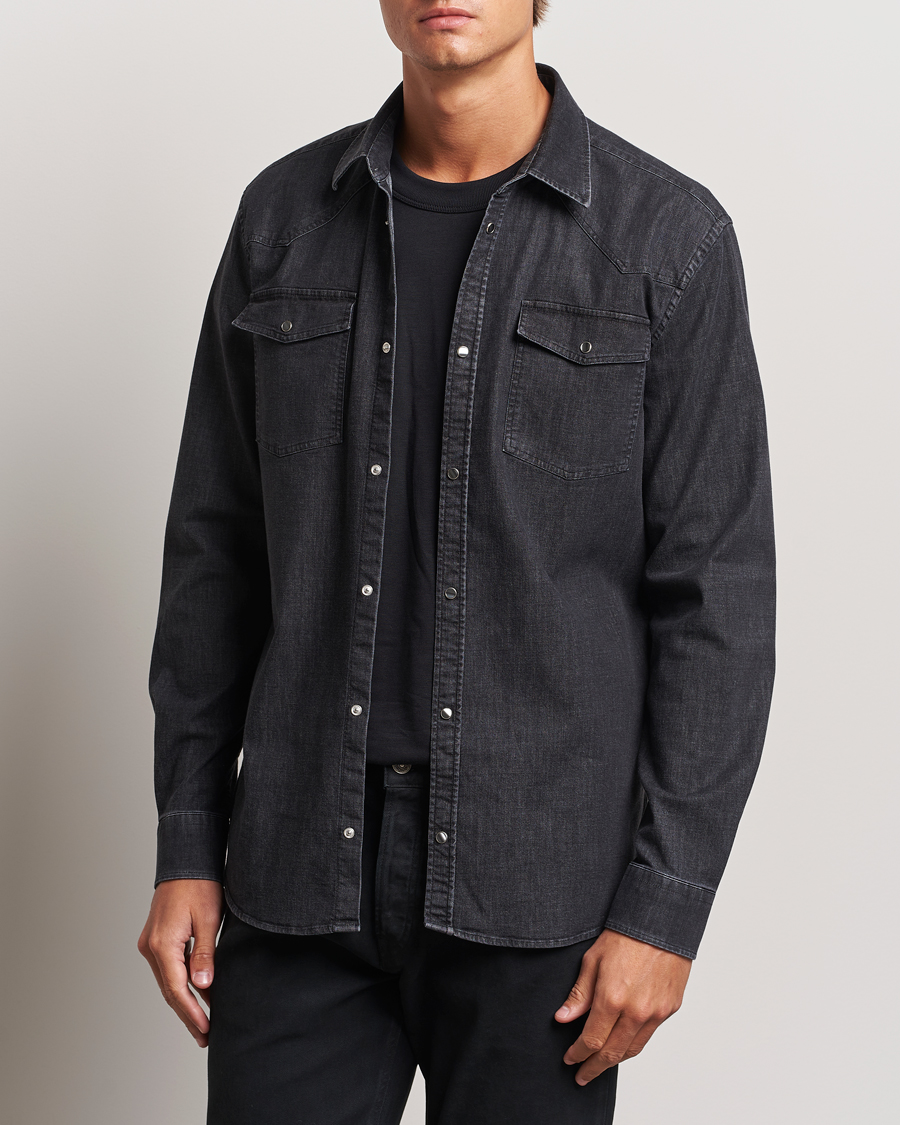 Herr | Skjortor | Dondup | Slim Fit Denim Shirt Washed Black