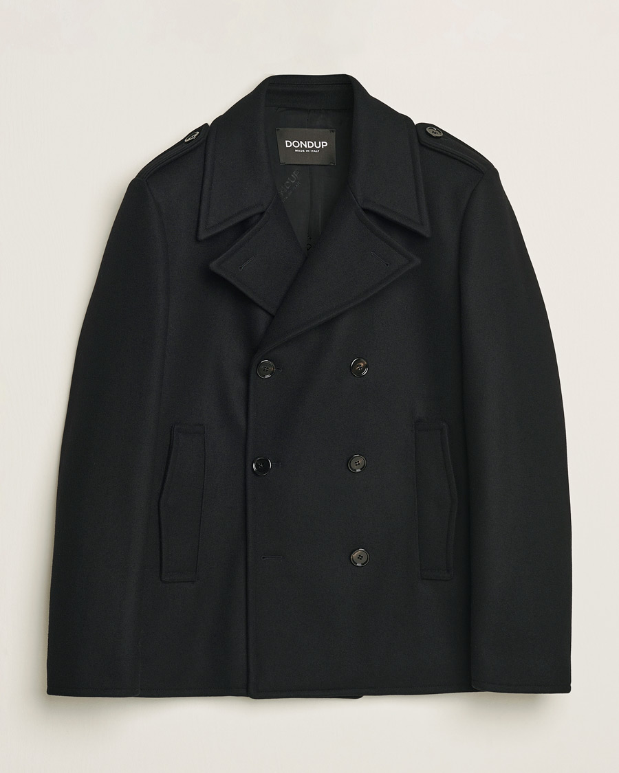 Herr | Jackor | Dondup | Wool Peacoat Black