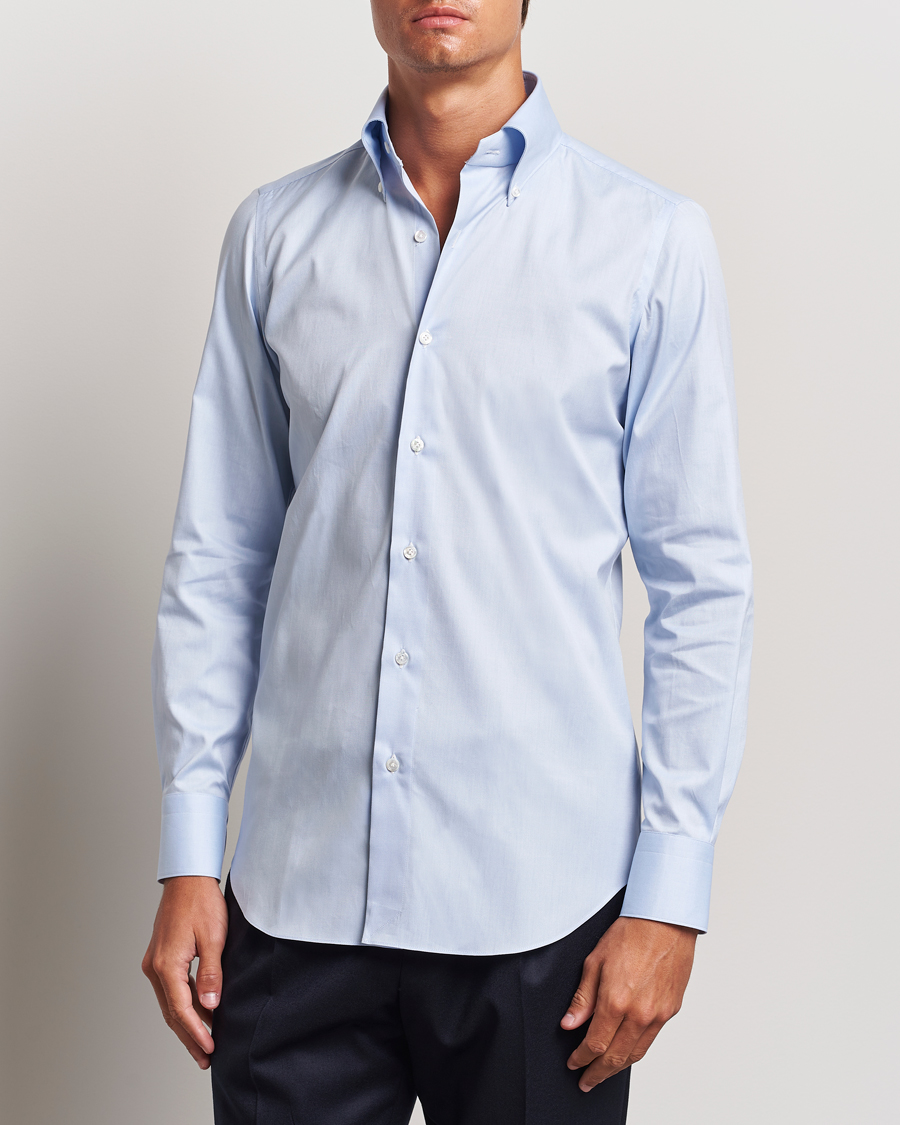 Herr | Skjortor | Finamore Napoli | Milano Slim Oxford Button Down Shirt Light Blue
