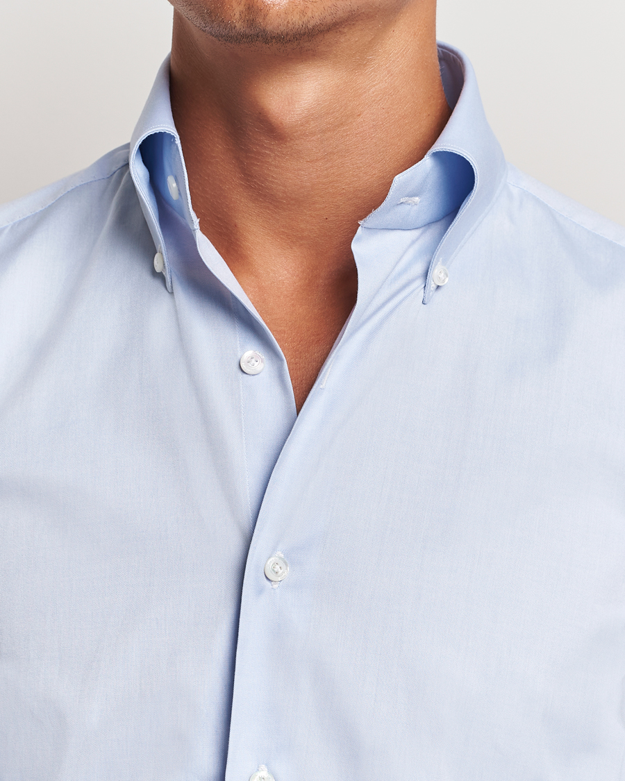 Herr | Skjortor | Finamore Napoli | Milano Slim Oxford Button Down Shirt Light Blue