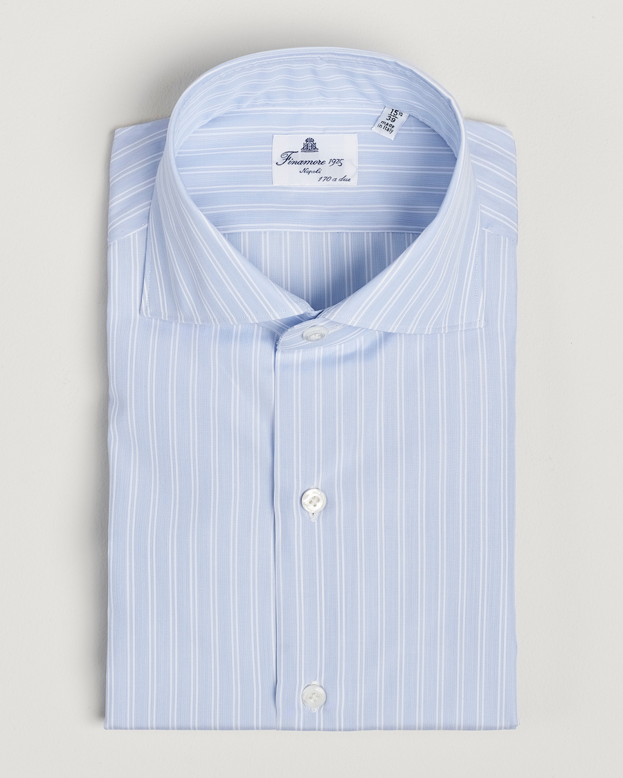 Herr | Skjortor | Finamore Napoli | Milano Slim Giza 170 Striped Dress Shirt Blue