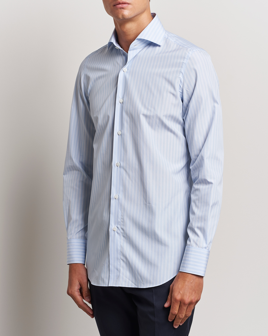 Herr | Skjortor | Finamore Napoli | Milano Slim Giza 170 Striped Dress Shirt Blue